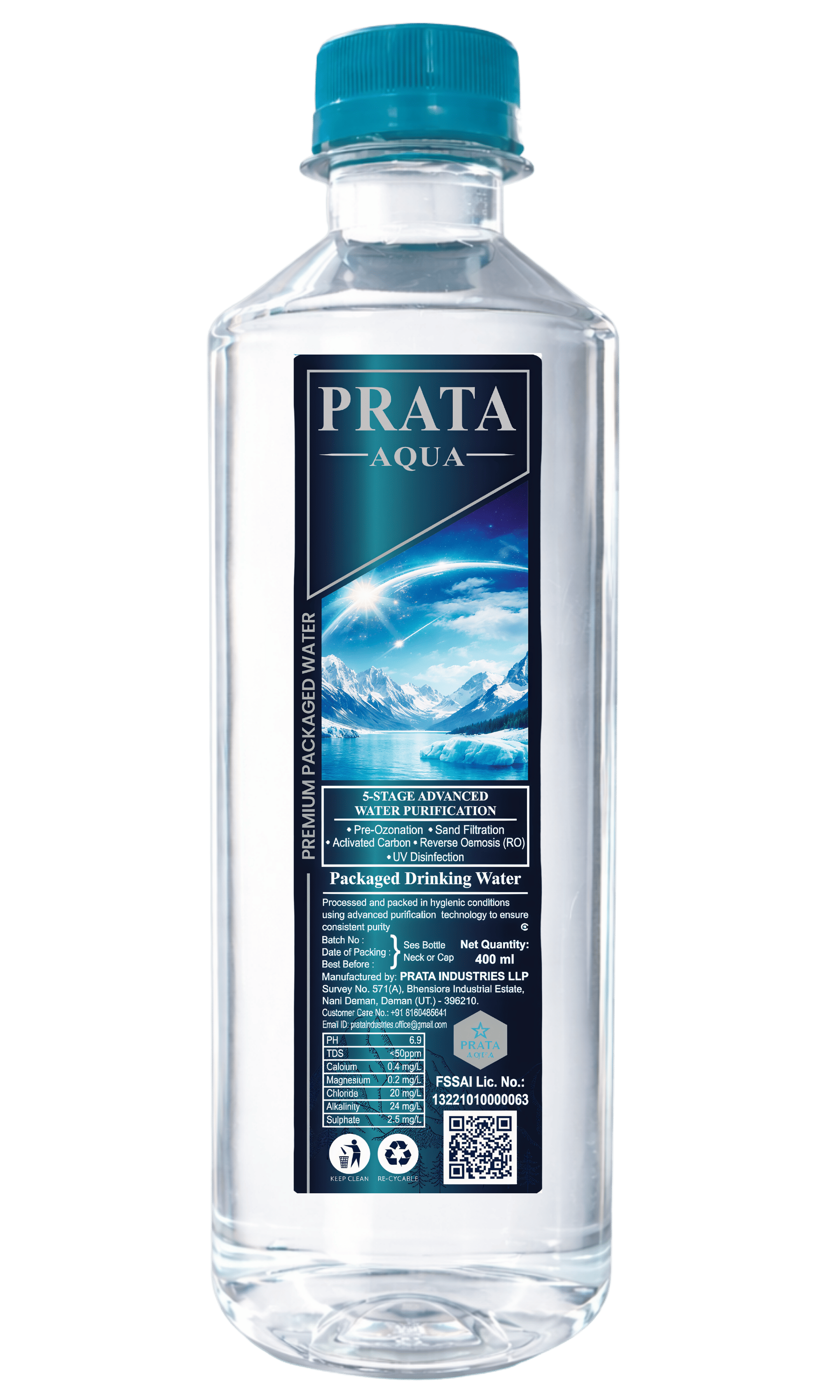 PRATA AQUA 400ml Premium Packaged Drinking Water Bottle