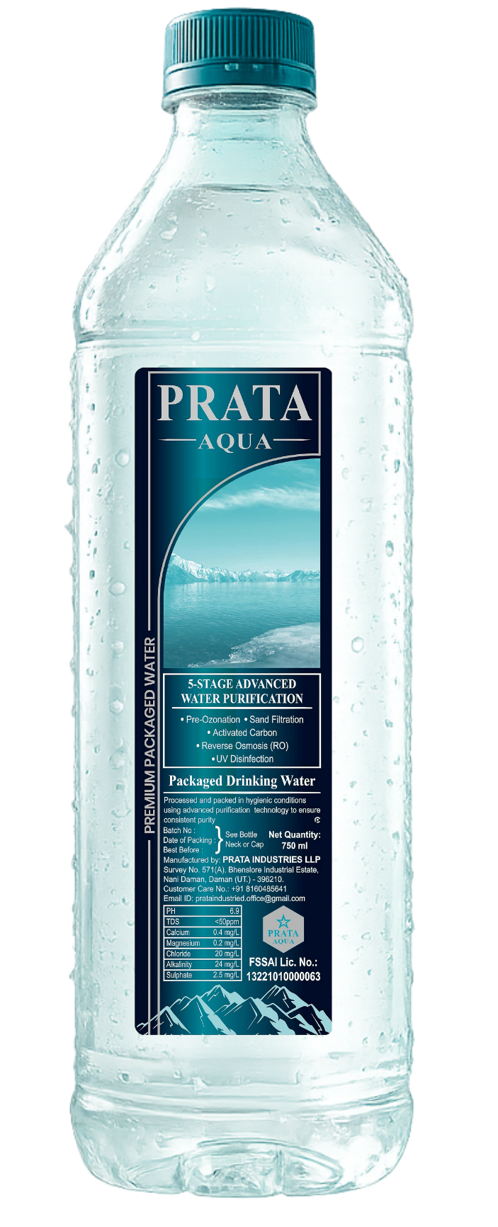 PRATA AQUA 750ml Premium Packaged Drinking Water Bottle